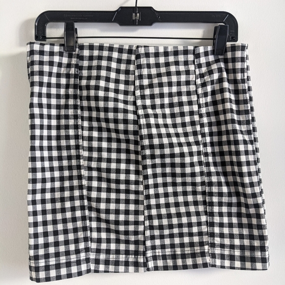 Free People Black And White Gingham Mini Skirt Stretch Cotton 8 Retro Twee - Picture 10 of 17